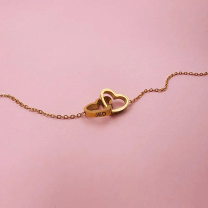 Engraved Double Heart Necklace