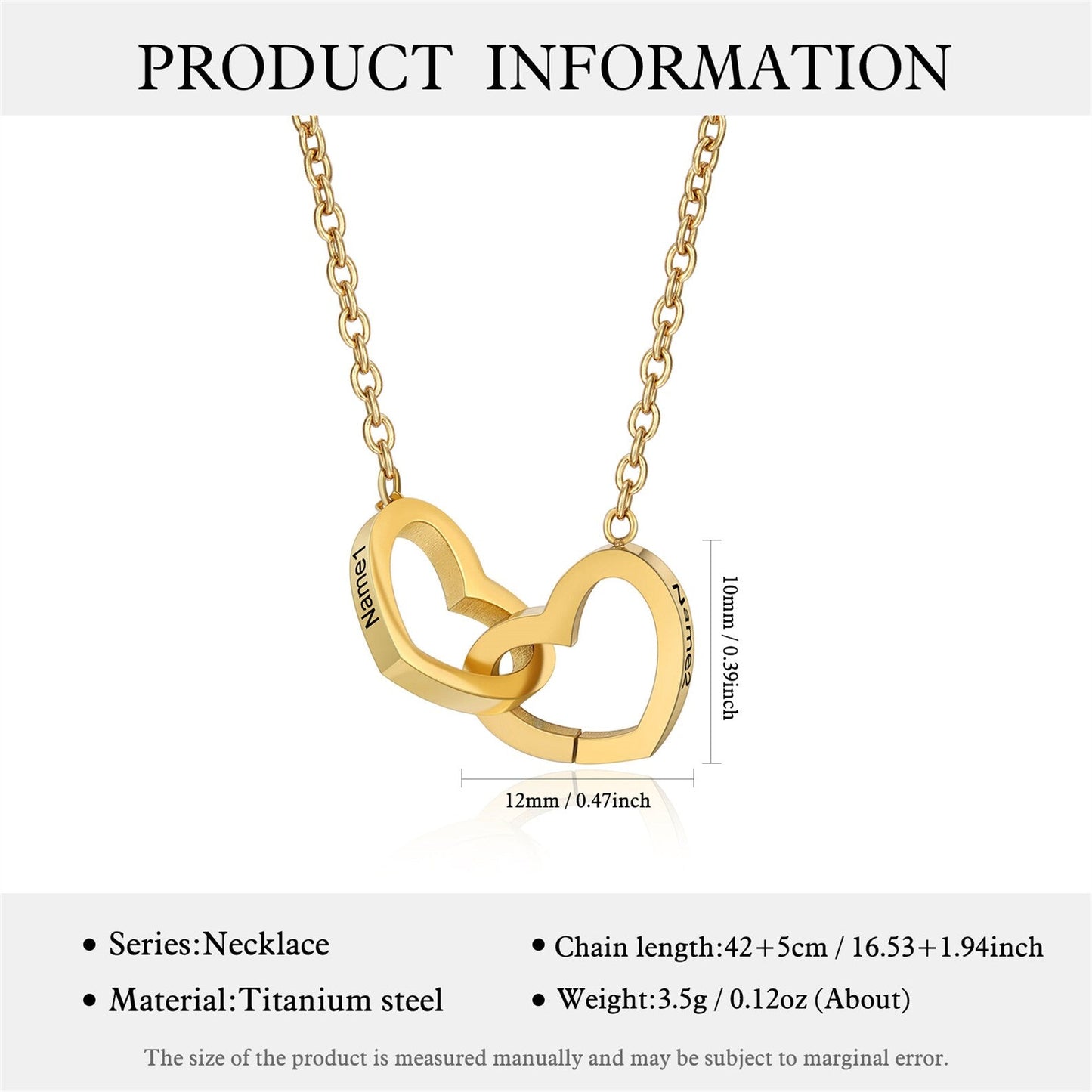 Engraved Double Heart Necklace