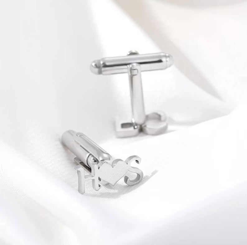 Custom Name Cufflinks | Letter Cufflinks | Groom Wedding Cufflinks